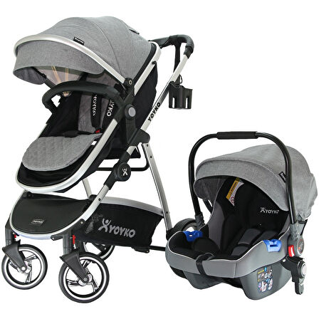 Yoyko City 3 In 1 Travel Sistem Bebek Arabası Gri Silver