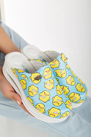 Yeni Civciv Desenli Kadın Havalı Taban Ortopedik Hastane, Doktor, Hemşire, Veteriner Blum Sabo Terlik