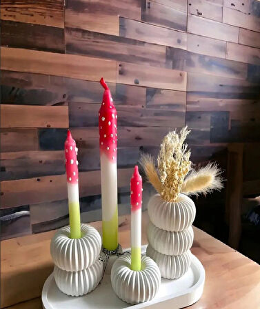edaymen Dekoratif Yuvarlak Çizgili Pinterest 3lü Minimal Şamdan Mumluk
