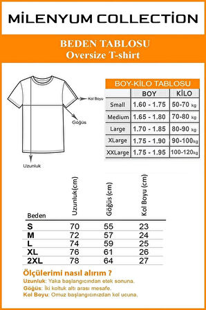 Baskılı Oversize Tişört Ön Arka Baskılı Erkek T-Shirt