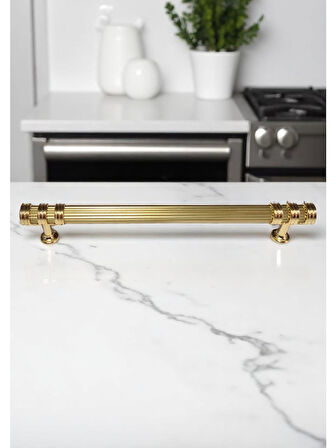 Çizgili Nesli Alüminyum Metal Lüks Modern Mobilya Çekmece Mutfak Dolabı Kulpu Altın 192mm