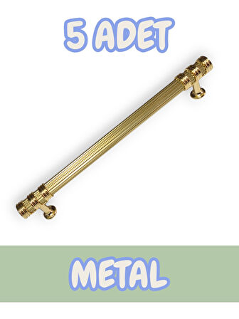 Çizgili Nesli Alüminyum Metal Lüks Modern Mobilya Çekmece Mutfak Dolabı Kulpu Altın 160mm (5 Adet)