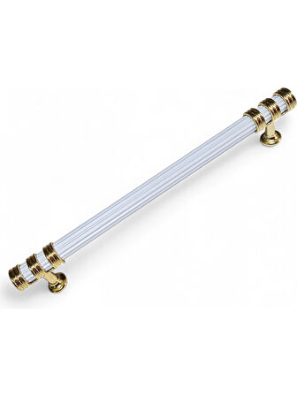 Çizgili Nesli Alüminyum Metal Lüks Modern Mobilya Çekmece Mutfak Dolabı Kulpu Beyaz-Altın 224mm