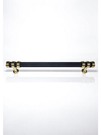 Çizgili Nesli Alüminyum Metal Lüks Mobilya Çekmece Mutfak Dolabı Kulpu Siyah-Altın 224mm (5 Adet)