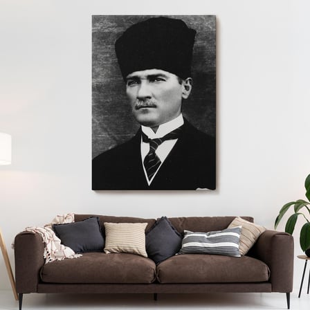 Atatürk Portre Tablosu Mustafa Kemal Atatürk Dikdörtgen Dekoratif Kanvas Tablo-CJ-60