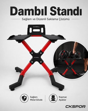 CKSpor Dambıl Standı Dayanıklı Ergonomik Tasarım Ayarlanabilir Dambıl Seti İçin Stand Tablet Standlı