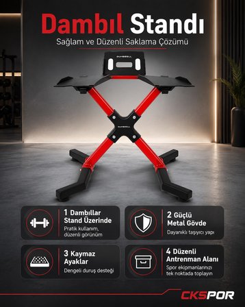 CKSpor Dambıl Standı Dayanıklı Ergonomik Tasarım Ayarlanabilir Dambıl Seti İçin Stand Tablet Standlı