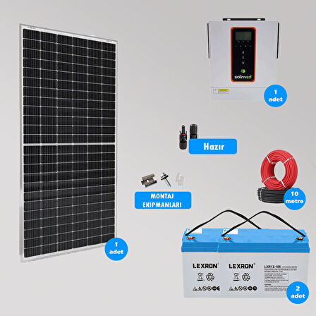 Mini Bağ Evi ve Karavan Solar Güneş Enerji Sistemi 2500W Depolama 1kW Akıllı İnverter