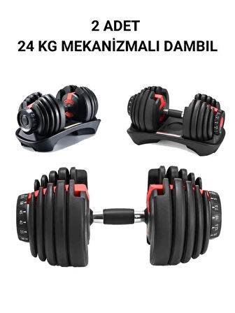 CKSpor  2 Adet 24 kg Ayarlanabilir Mekanizmalı Dambıl Seti (Çiftli)
