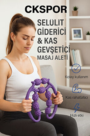 9 Tekerlekli Masaj Aleti Selülit Giderici, Kas Rahatlatıcı ve Kan Dolaşımı Destekleyici Roller