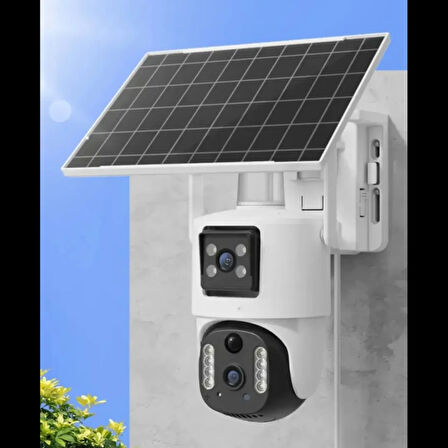 4 Mp 3 Lensli Güneş Enerjili 4G Simkart Uyumlu Sesli Renkli Gece Görüşlü Solar Kamera