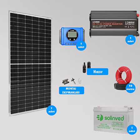Mini Bağ Evi ve Karavan Solar Güneş Enerji Sistemi 1200W Depolama