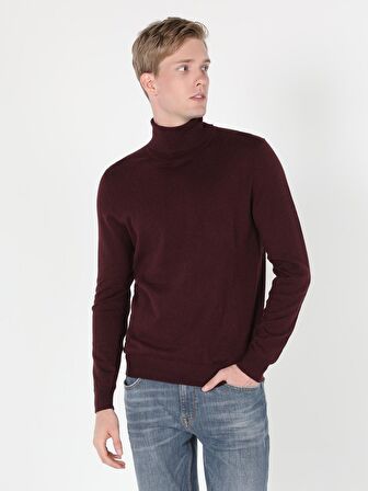 Slim Fit Mor Erkek Kazak