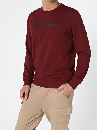 Regular Fit Kabartmalı Yazı Turuncu Erkek Sweatshirt