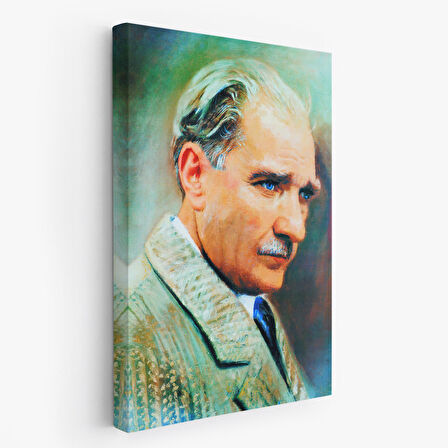Atatürk Portre Tablosu Mustafa Kemal Atatürk Dikdörtgen Dekoratif Kanvas Tablo-CL-62