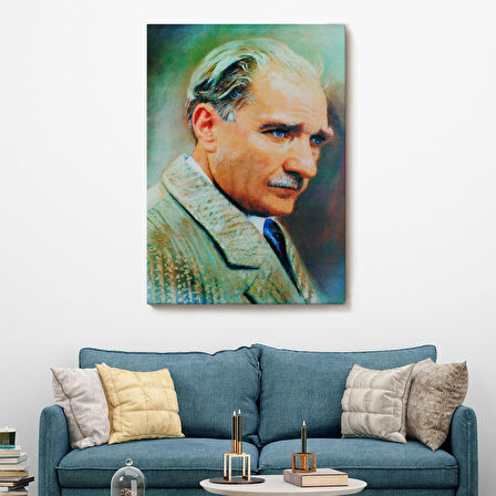 Atatürk Portre Tablosu Mustafa Kemal Atatürk Dikdörtgen Dekoratif Kanvas Tablo-CL-62