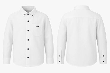 Beyaz Erkek Çocuk Uzun Kollu Düğmeli Yaka Klasik Gömlek-306090