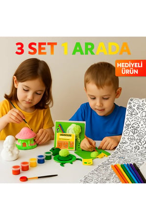 3’ü 1 Arada Aktivite Seti – Alç? Boyama + Örgü Seti + 2 Metre Boyama Ka??d? Seti