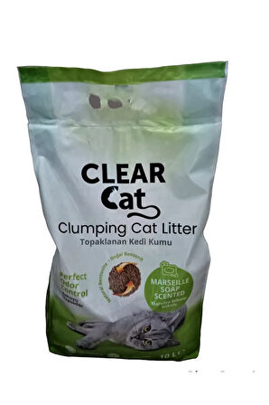 4 ADET CLEAR CAT KEDİ KUMU 10 LT MARSİLLA SABUNU KOKULU TOPAKLANAN KEDİ KUMU DOĞAL BENTONİT