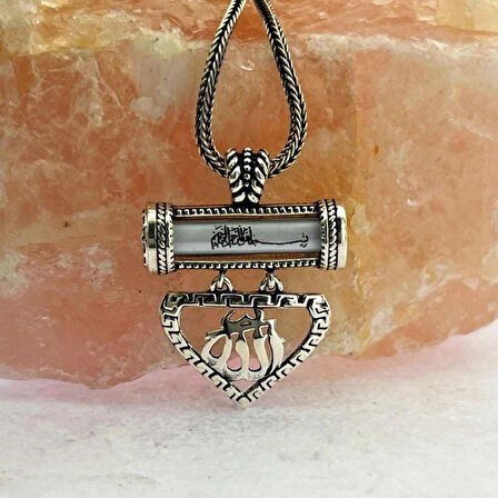 Kalpli "Allah" Yazılı 925 Ayar CevşenGümüş Kolye