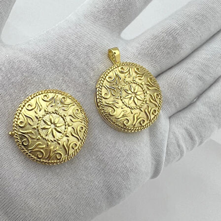 925 AYAR GÜMÜŞ AÇILIR KAPANIR MADALYON GOLD KOLYE
