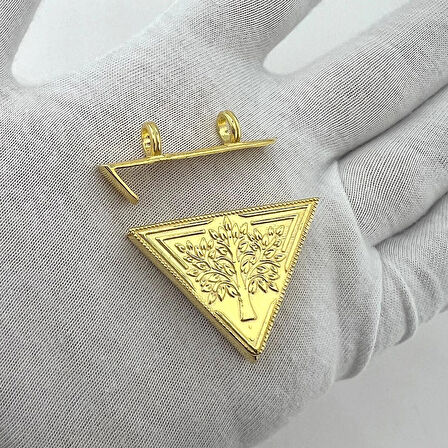 925 AYAR GÜMÜŞ 4 CM ÜÇGEN GOLD MUSKA KABI KOLYE