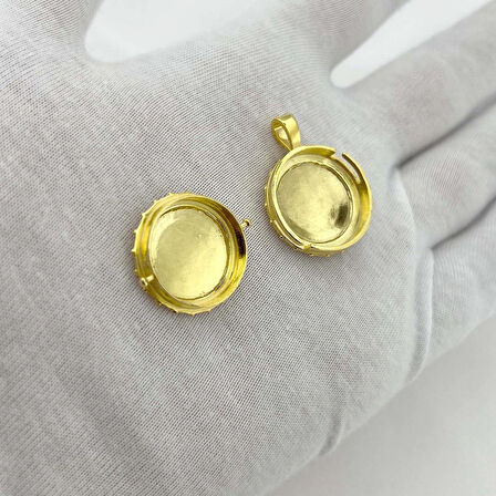 925 AYAR GÜMÜŞ AÇILIR KAPANIR SÜLEYMAN MÜHRÜ İŞLEMELİ GOLD MUSKA KOLYE