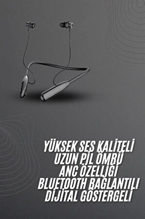100 Saat Bluetooth Kulaklık Dijital Göstergeli ANC Özelliği Kablolu