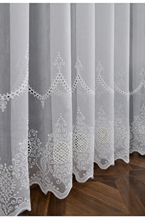 Çelenk Bohre Işlemeli Ütü Istemez Kırışmaz 1e 2 Katpileli Tül