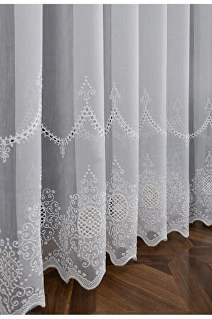 Çelenk Bohre Işlemeli Ütü Istemez Kırışmaz 1e 3 Katpileli Tül