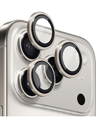 iPhone 17 PRO ve 17 PRO MAX Uyumlu Metal Çerçeveli Temperli Kamera Lens Koruyucu