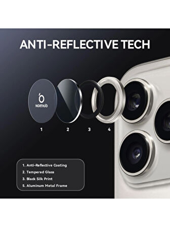 iPhone 17 PRO ve 17 PRO MAX Uyumlu Metal Çerçeveli Temperli Kamera Lens Koruyucu