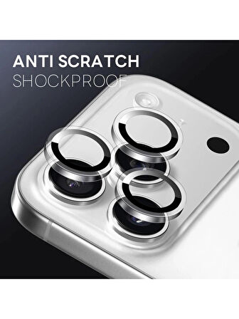iPhone 17 PRO ve 17 PRO MAX Uyumlu Metal Çerçeveli Temperli Kamera Lens Koruyucu
