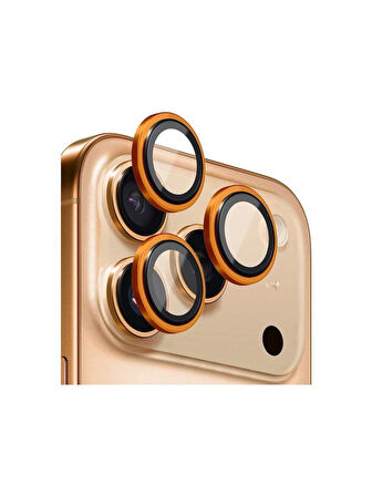 iPhone 17 PRO ve 17 PRO MAX Uyumlu Metal Çerçeveli Temperli Kamera Lens Koruyucu