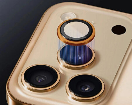 iPhone 17 PRO ve 17 PRO MAX Uyumlu Metal Çerçeveli Temperli Kamera Lens Koruyucu