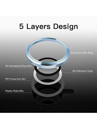 iPhone 17 Uyumlu Metal Çerçeveli Temperli Kamera Lens Koruyucu
