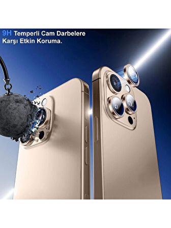iPhone 16 PRO Uyumlu Metal Çerçeveli Temperli Kamera Lens Koruyucu
