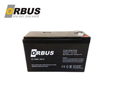 ORBUS 12 V 9 Ah 150*65*90 mm 'TSE SERTİFİKALI' KURU AKÜ 6 Ay Gara