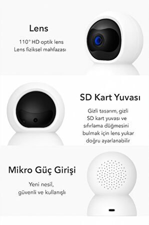 4MP 2K WiFi IP  Kamera Kablosuz  360 Derece Dönen WIFI Güvenlik Kamera CMR26