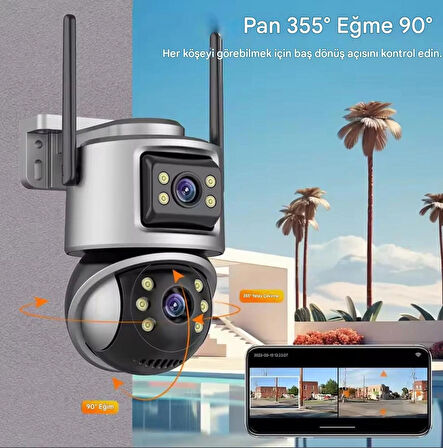 8mp 4k Ultra Hd  Suya Dayanıklı Çift Lensli 2.4g Ip Dış Mekan Güvenlik Kamerası Cmr61