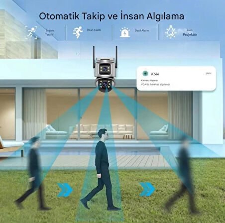 8mp 4k Ultra Hd  Suya Dayanıklı Çift Lensli 2.4g Ip Dış Mekan Güvenlik Kamerası Cmr61