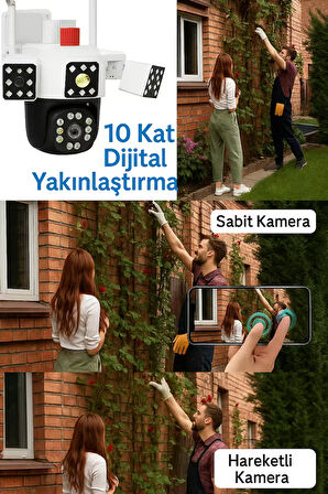 Sirenli 3 Kameralı 360° Güvenlik Kamerası Akıllı Takip & Gece Görüşü Uzaktan Izleme Cmr-68