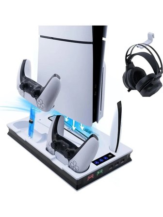  Ps5 Slim Pro Fonksiyonel Fanlı Şarj Standı LED Göstergeli Dijital ve CD Li Sürüm Uyumlu