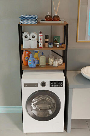 Steel Desing Çamaşır Makinesi Üstü Banyo Rafı – 3 Katlı Metal Gövdeli Düzenleyici, Depolama ve Çok Amaçlı Dolap