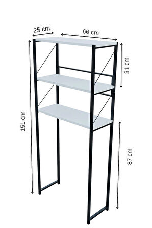Steel Desing Çamaşır Makinesi Üstü Banyo Rafı – 3 Katlı Metal Gövdeli Düzenleyici, Depolama ve Çok Amaçlı Dolap