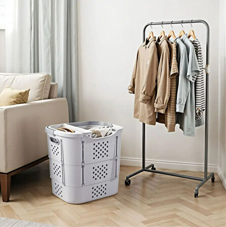 Katlanabilir Taşınabilir Çamaşır Sepeti ve Mandal Sepeti