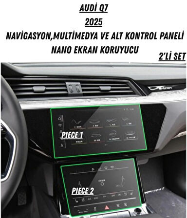 Audi Q7 2025 Navigasyon,Multimedya ve Alt Kontrol Paneli Uyumlu Nano Ekran Koruyucu