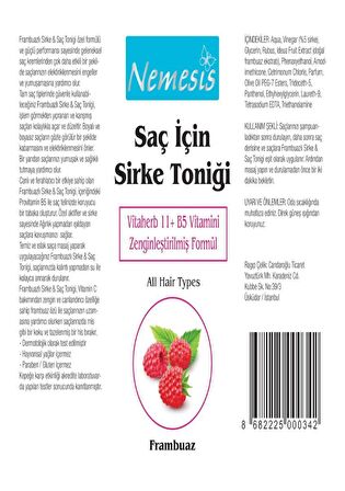 Nemesis Sirkeli Saç Toniği 250 ml