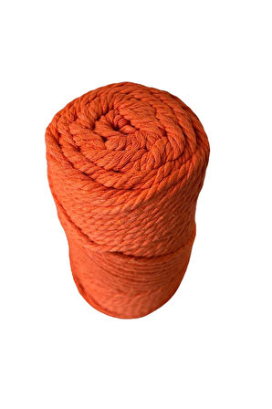 3 Büküm 4mm Makrome İpi (250gr-45m) Pamuk (1 Adet) TURUNCU