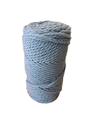 3 Büküm 4mm Makrome İpi (250gr-45m) Pamuk (1 Adet) BEBE MAVİ
